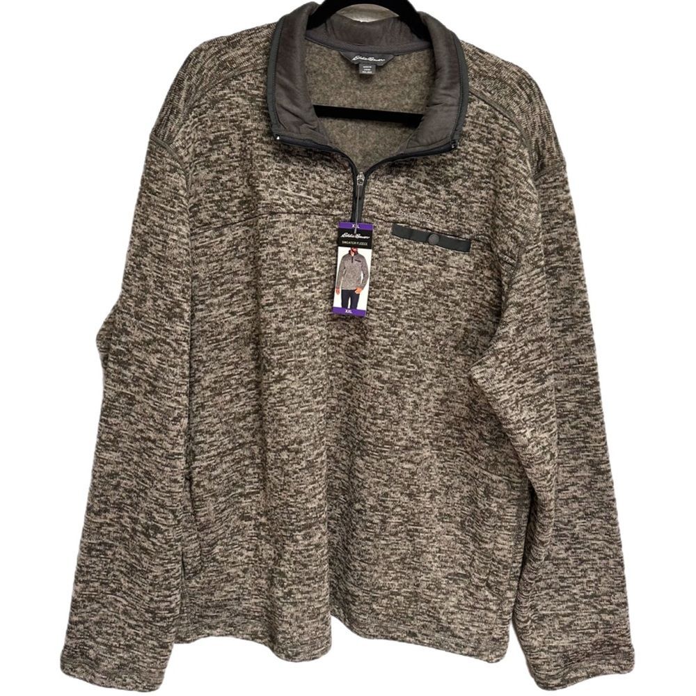 NWT Eddie Bauer Sweater Fleece XXL 1/4 Pullover Charcoal Heather